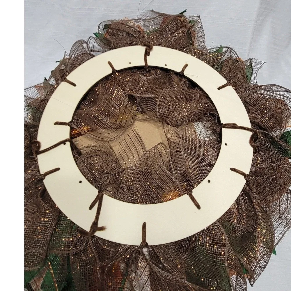Fall Welcome Wreath Pumpkin Maple Leaf Berries Harvest Decor 23 Inch Handmade